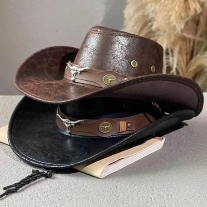 Men's and Women's Classic Retro Western Cowboy Hat, Men's and Women's Rivet Jazz Cap, Summer and Autumn Visors, Party Cosplay Hat