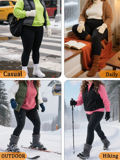 Plus size fleece lined leggings. Women's pants designed for winter yoga, workouts, and cold weather activities