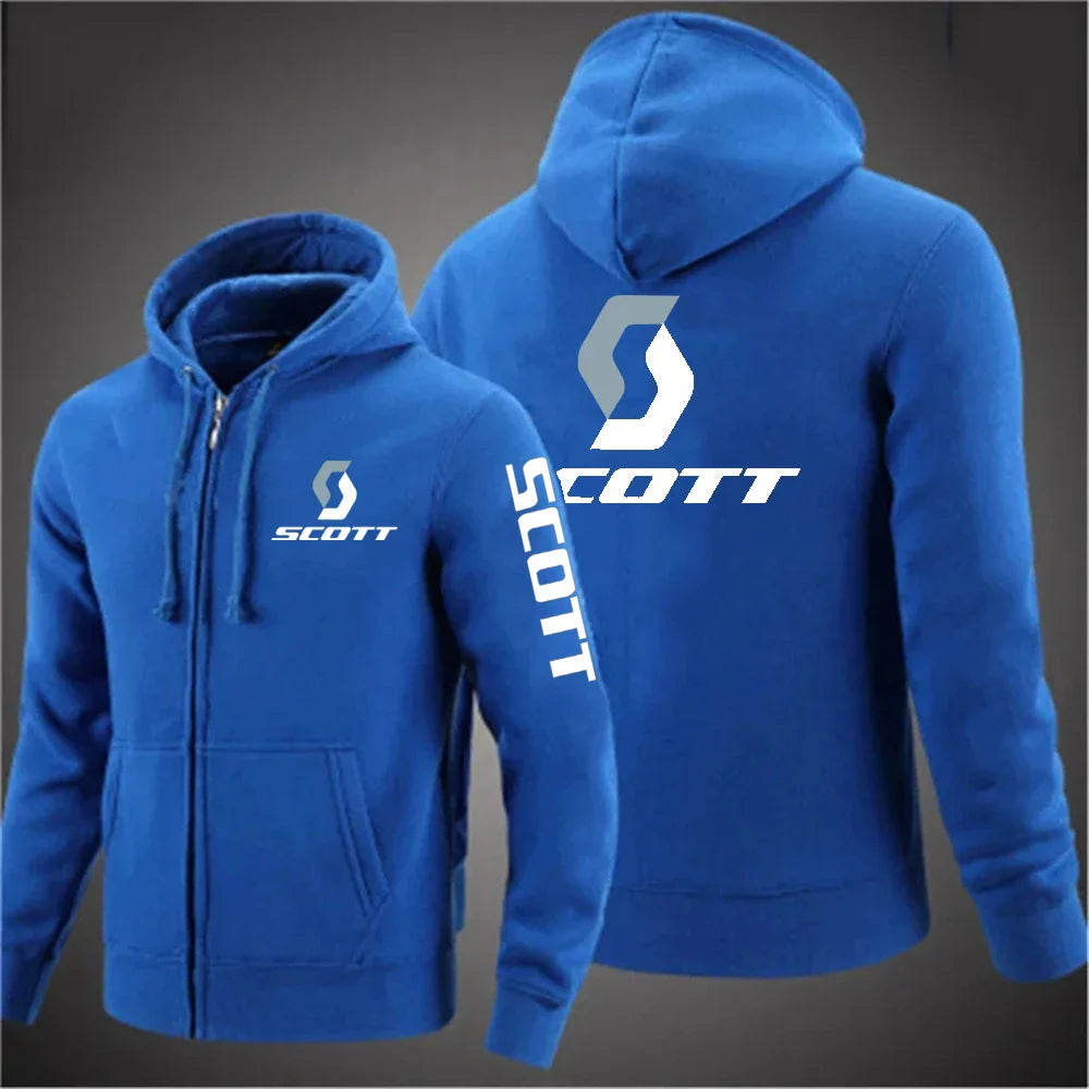 2025 Men's fashion casual SCOTT Hoodies hip hop sweatshirt Street hip hop hooded sweatshirt solid color zipper coat