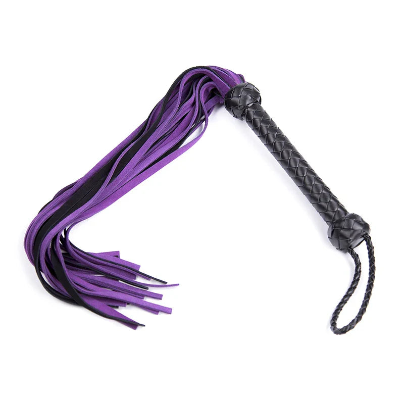 Fouet d'équitation avec glands en cuir de vachette, poignée en cuir, fouet de dressage, fouet de culture, pagaie slared, violet, noir, 68cm