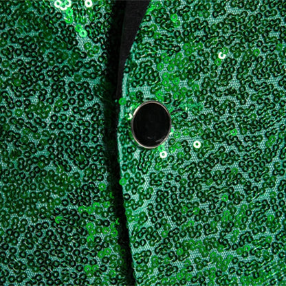 Fashion Men Luxurious Sequin Suit Jacket Green / Silver Men's Bar KTV Stage Dress Male Blazer Coat
