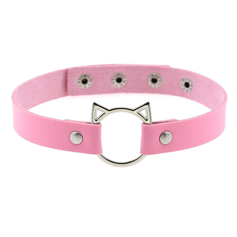 Collier gothique d'Halloween en cuir PU avec tête de chat, collier doux Y2k, cadeau de mode pour femme, cadeau de Noël pour la Saint-Valentin