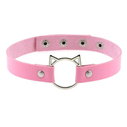 Collier gothique d'Halloween en cuir PU avec tête de chat, collier doux Y2k, cadeau de mode pour femme, cadeau de Noël pour la Saint-Valentin