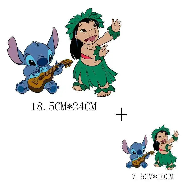Cute Stitch MINISO Lilo & Stitch Heat Transfer Stickers Iron-on Transfers For Clothing Thermoadhesive Adhesive Patches Kawaii