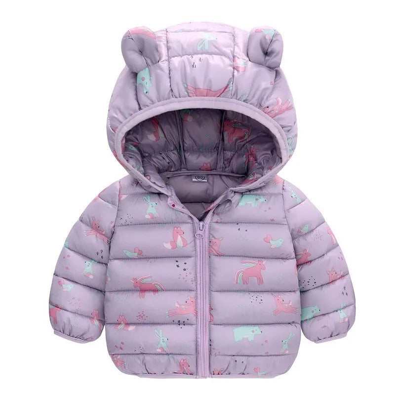 Enfants Garçons Bébé Vestes Légères à Capuche en Duvet Vêtements d'Extérieur Chauds Automne Enfants Filles Manteaux Imprimé Dinosaure Dessin Animé Vêtements Décontractés