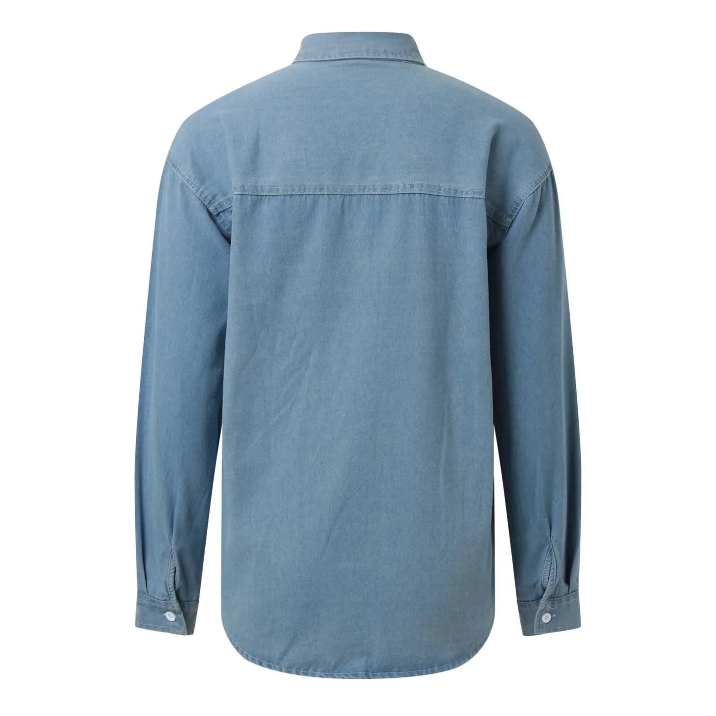 New 2024 Casual Fashionable Denim Shirts Wild Pockets Korean Style Autumn Summer Women'S Blouses Minimalist Lady Tops