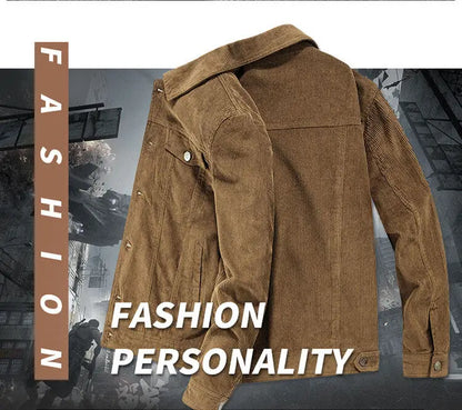 Manteaux tendance pour hommes, veste en velours automne, coupe slim, style vintage, décontracté, éclair, manches longues, vêtements d'extérieur, fermeture printemps-automne