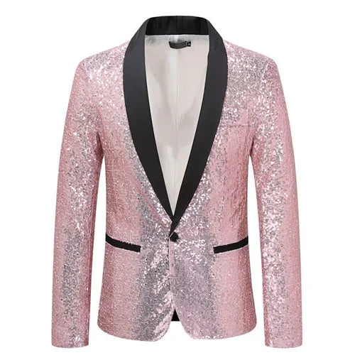 Fashion Men Luxurious Sequin Suit Jacket Green / Silver Men's Bar KTV Stage Dress Male Blazer Coat