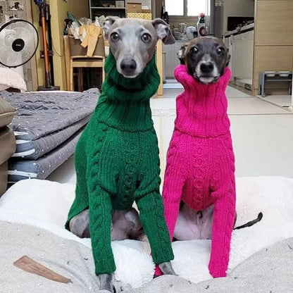 Pull torsadé à col roulé pour chiens, lévriers italiens, manteau chaud pour chien, vêtements d'hiver pour chiens