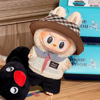 Cute Cowboy Clothes for Labubu Fashion Overalls Set Clothing Hats for Labubu V1 V2 V3 Cartoon Clothes Outfit Dolls Accessories