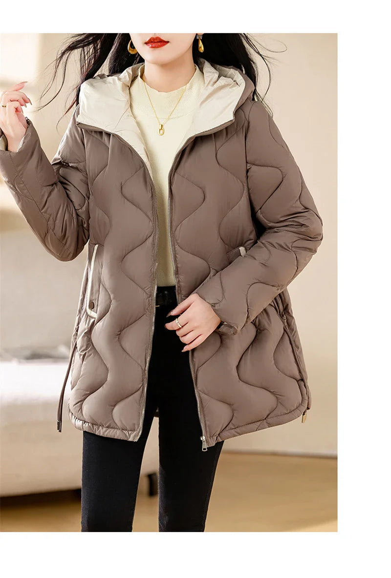 2024 New Winter Jacket Parkas Women Coat Fur Collar Hooded Overcoat Female Jacket Parka Thick Warm Cotton Padded Outwear