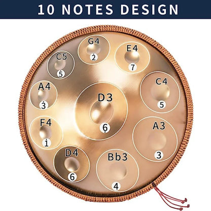 Tambour à main doré 432Hz/440Hz, langue en acier de 22 pouces pour Yoga, méditation, Instrument pour débutant, cadeau 9/10/12/1417 Notes