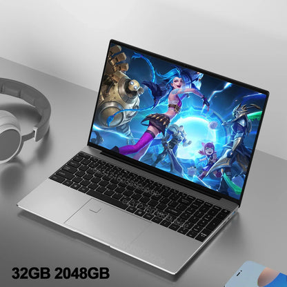 LENO 15.6"Portable Laptop 32GB DDR4 2TB SSD Intel N5095 Wntindows11 Notebook PC Gamer Office Computer with Backlit Fingerpri