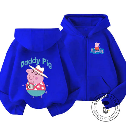 Sweat à capuche zippé Peppa Pig pour enfants, style dessin animé, pour garçons et filles de 3 à 14 ans