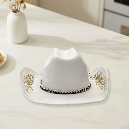Retro Suede Cowgirl Hat for Women and Men, Floral Embroidery Wide Brim Western Cap Jazz Hat Cowboy Hats