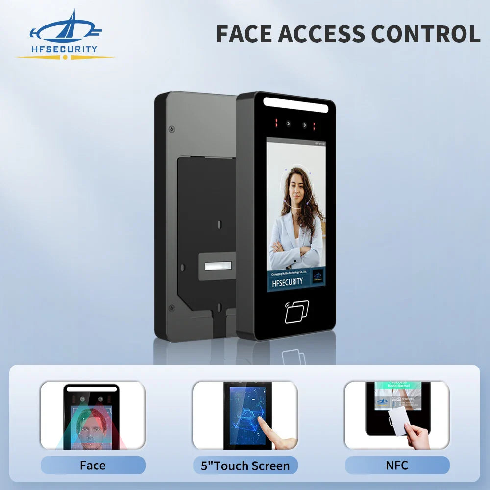 HFSecurity FR05 Lecteur de carte RFID et de reconnaissance faciale tout-en-un avec Wifi, système de contrôle d'accès de présence, lecteur de détection de visage
