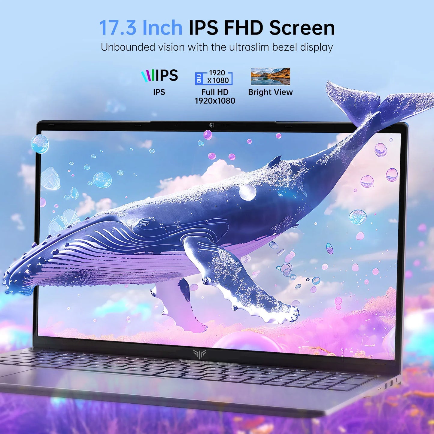 Ordinateur portable ACEMAGIC 17,3 pouces avec processeur hautes performances Quad Core-12e génération Alder Lake N97, stockage spacieux 16 Go de RAM 512 Go de ROM