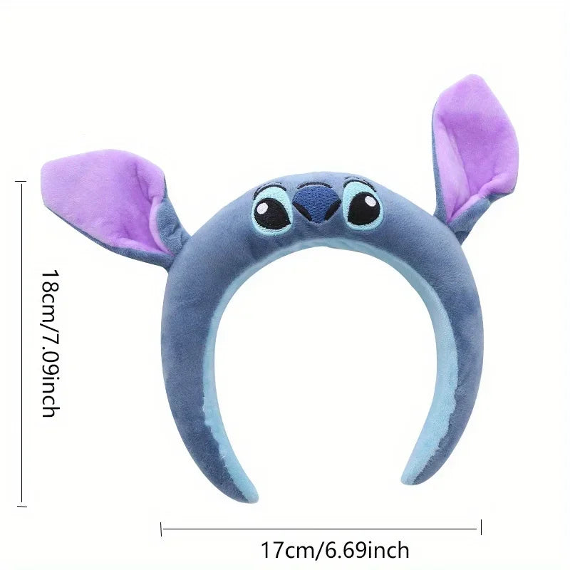 Bandeau Stitch de dessin animé Disney, joli bandeau en tissu cousu pour le lavage du visage, l'hydrothérapie, bandeau de maquillage