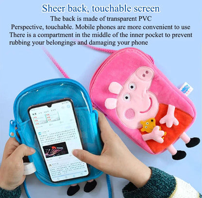 Peppa Pig Crossbody Bag Stereoscopic Doll Backpack Anime Knapsack Plush Coin Purse Toys George Round Pocketbook Children's Gifts