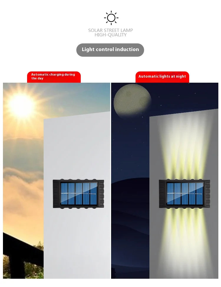 4/6/8/10LED s lampe murale solaire cour rue décor lumière extérieure étanche haut et bas éclairage lumineux jardin paysage lampe