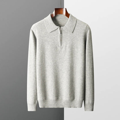 Autumn and Winter New Cashmere Sweater Men's 100% Merino Wool Pullover Casual Loose POLO Knitted Bottom Shirt Jacket Shirt