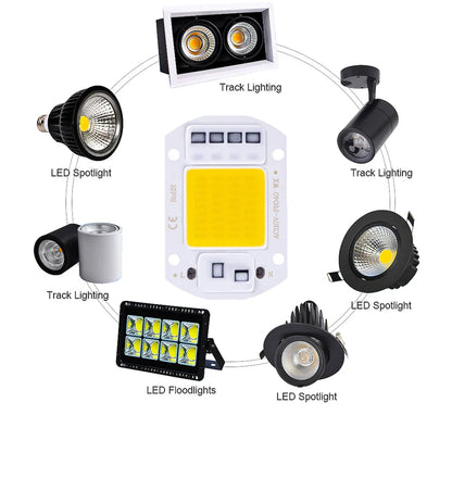 LED COB lampe perle 20W 30W 50W 220V IP65 IC intelligent pas besoin de pilote bricolage projecteur LED ampoule projecteur extérieur puce lampe plus brillante