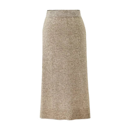 Women's Autumn/winter Knit Bodycon Skirt Medium-length High-waisted Thickened Side Slit Step-length Skirt