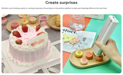 Evebot Food-grade Portable PrintPen Handheld Inkjet Printer Specifically for Food Surfaces Perfect for Coffee Macaron Cakes
