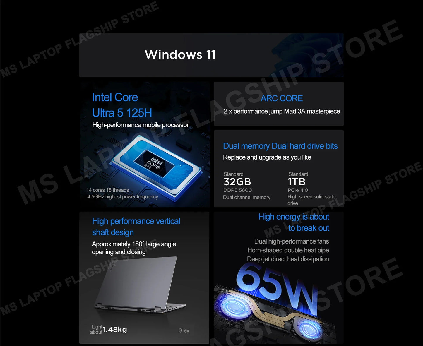 【2025 Lecoo】 Lenovo Lecoo Pro 14 Ultra5-125H Écran IPS 2.8K 120Hz 32Go+1To
