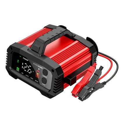 Portable 25A/15A Smart Car Battery Charger for 12V-24V Motorcycle Lead Acid AGM GEL LiFePo4 Batteries Car Booster Pulse Repair