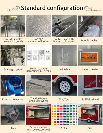 Concession Food Truck Fully Equipped Street Restaurant Coffee Snack Cart Mobile Concession Food Trailer With Full Kitchen