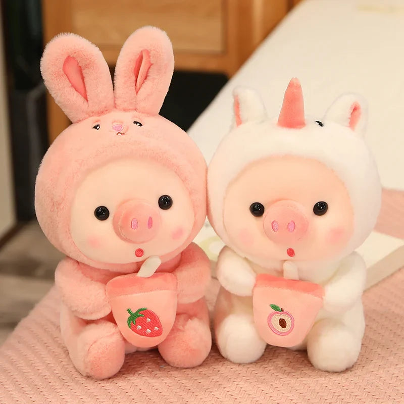 Peluche Kawaii Cochon Boba, Animal en Peluche Cochon, Déguisement Licorne Grenouille, Oreiller Doux, Jouets pour Enfants, Cadeau d'Anniversaire