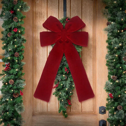 Grand nœud papillon de noël suspendu, pendentif en velours rouge pour porte, décoration de fête de noël du nouvel an 2026, nouvelle collection