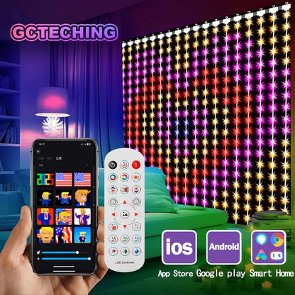 400 LED rideaux lumineux intelligents chaîne lumières avec App télécommande synchronisation de la musique rideau de noël chaîne lumières féeriques extérieures