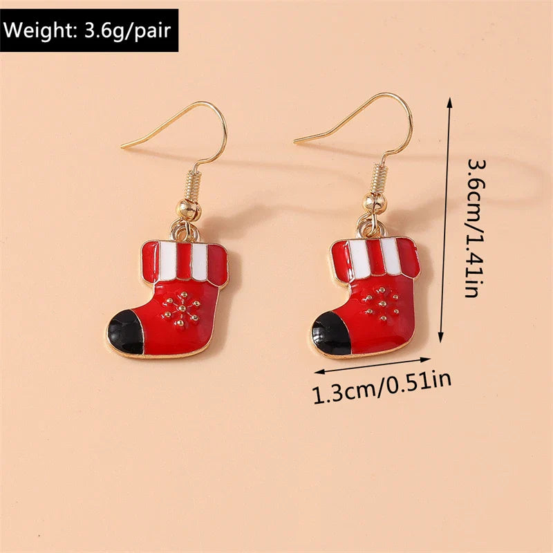 Fashion Merry Christmas Tree Deer Snowflake Santa Claus Drop Earrings for Women Girls New Year Party Festival Jewelry Gifts