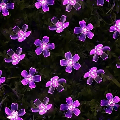 Purple Cherry Blossom Halloween Decorative Solar String Light Outdoor Waterproof Atmosphere Fairy flower Garden Lamp