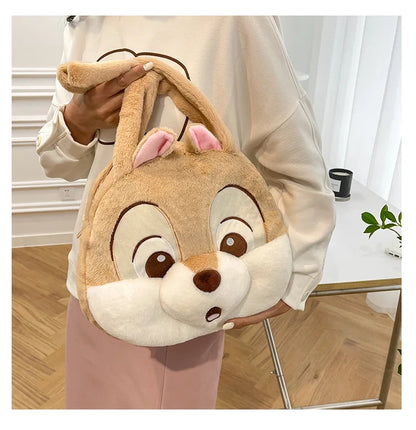 Plush Cartoon Chipmunk Squirrel  Large Capacity Shoulder Bag Sweet Versatile Cute Women's Bag Stitch Mobile Cosmetics Storage