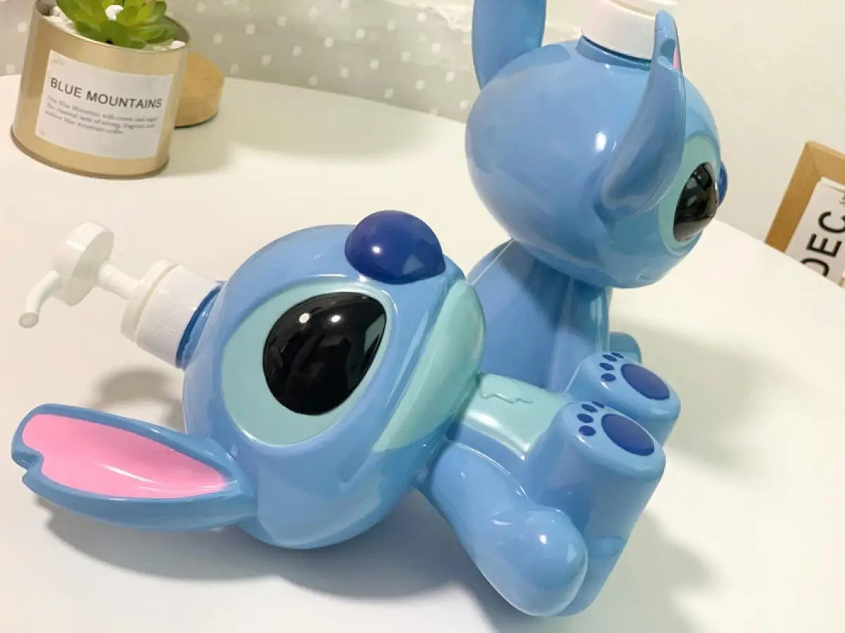 Stitch Sitting Position Lotion Bottle Refillable Pump Container for Shampoo Body Wash Cute Cartoon Travel Dispenser Bathroom Use
