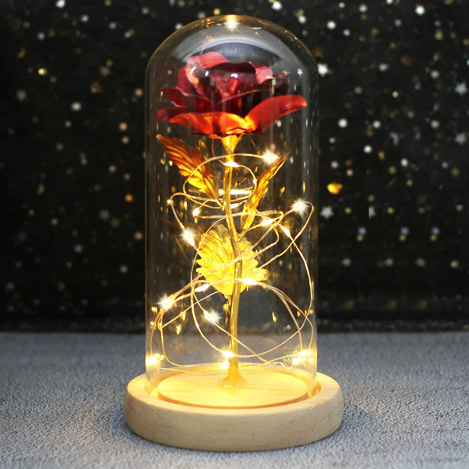 Fleurs lumineuses LED enchantées avec la Belle et la bête, dôme de roses décoratif pour mariage, saint-valentin, cadeau de fête des mères