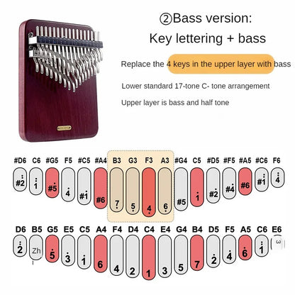 LINGTING-Kalimba à double pouce avec accessoires, clavier musical professionnel, 34 prédire, notes en C