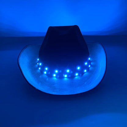 Chapeau de cowboy LED télécommandé pour femmes et hommes, chapeaux de cow-girl occidentaux, robe de l'ouest, vêtements de sauna scintillants pour Halloween, casquette unisexe, mode