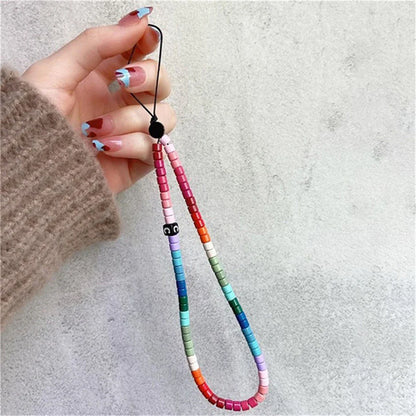 Korean Cute Heart Beaded Phone Charm Strap Chain Lanyard Women Girl Jewelry Butterfly Phone Beads Pendant Decoration Wholesale