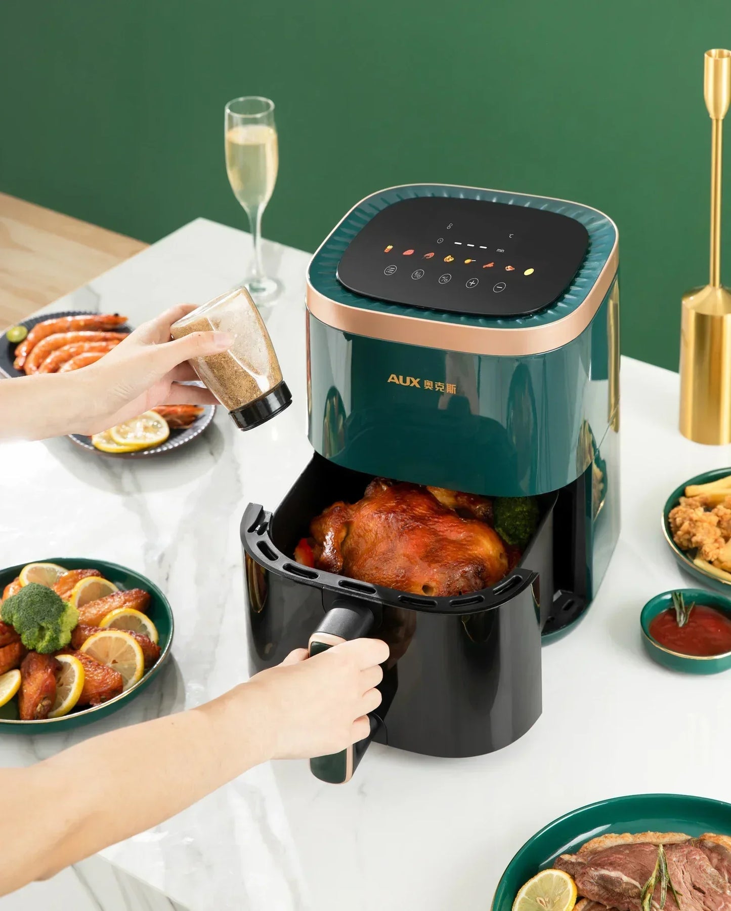 220V AUX Air Fryer and Oven Combo: Multifunctional, Fully Automatic, No Oil Technology, Easy-to-clean AB