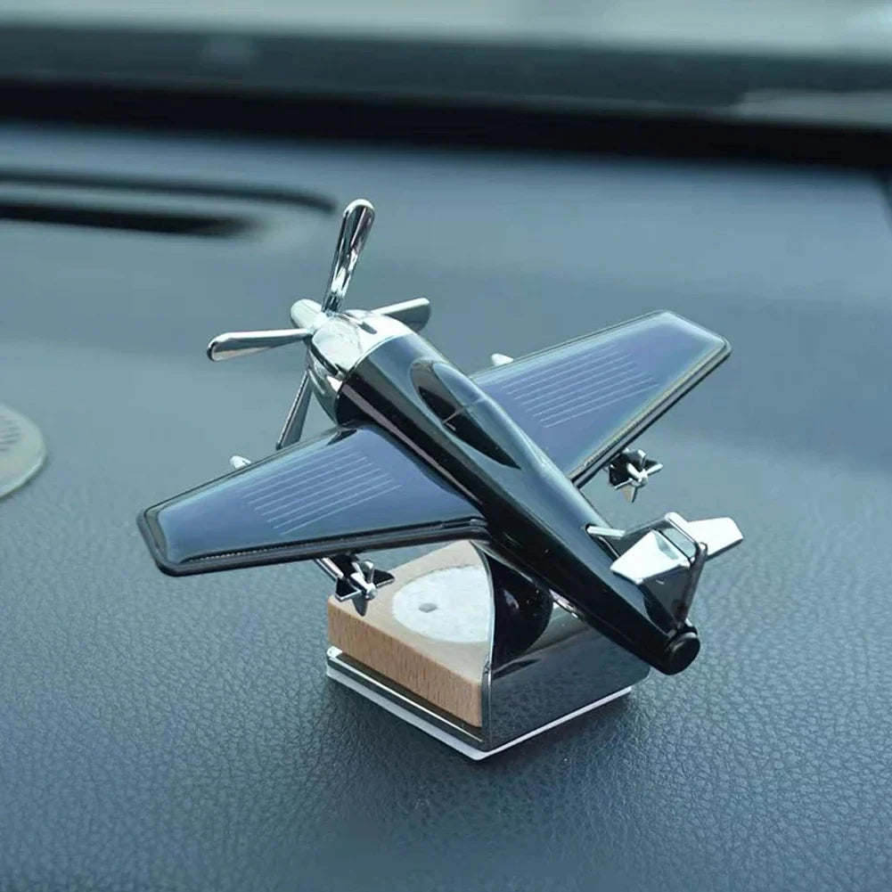 Car Essential Oil Diffuser Solar Airplane Car Diffuser Wooden Base Fragrance Aromatherapy Diffuser Ornaments (Without Perfume)