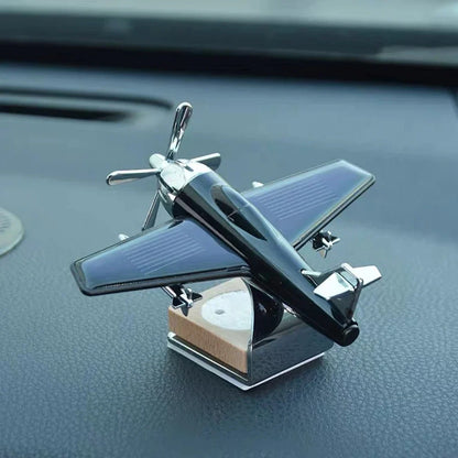 Car Essential Oil Diffuser Solar Airplane Car Diffuser Wooden Base Fragrance Aromatherapy Diffuser Ornaments (Without Perfume)