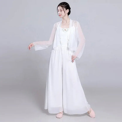 Costume de danse classique Ele, jupe blanche vaporeuse, costume de performance de fée, design Fene Dra, belle mythologie