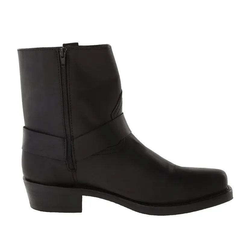 Retro Cowboy Boots Men Mid Calf Western Boots Mixed gender Leather Boots Man Slip On Shoes Winter Knight  Booties Size 48