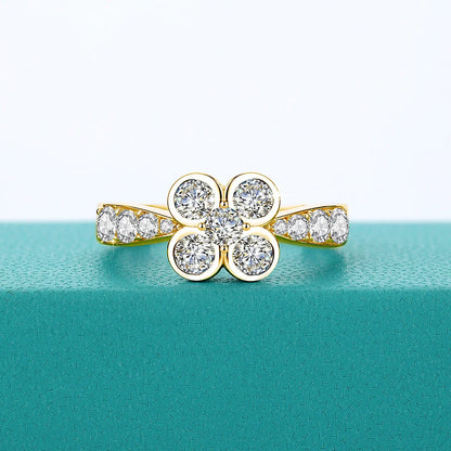 0.9CT Moissanite Ring for Women D VVS1 Round Diamond Double Halo Ring Engagement Christmas 925 Sterling Silver Wedding