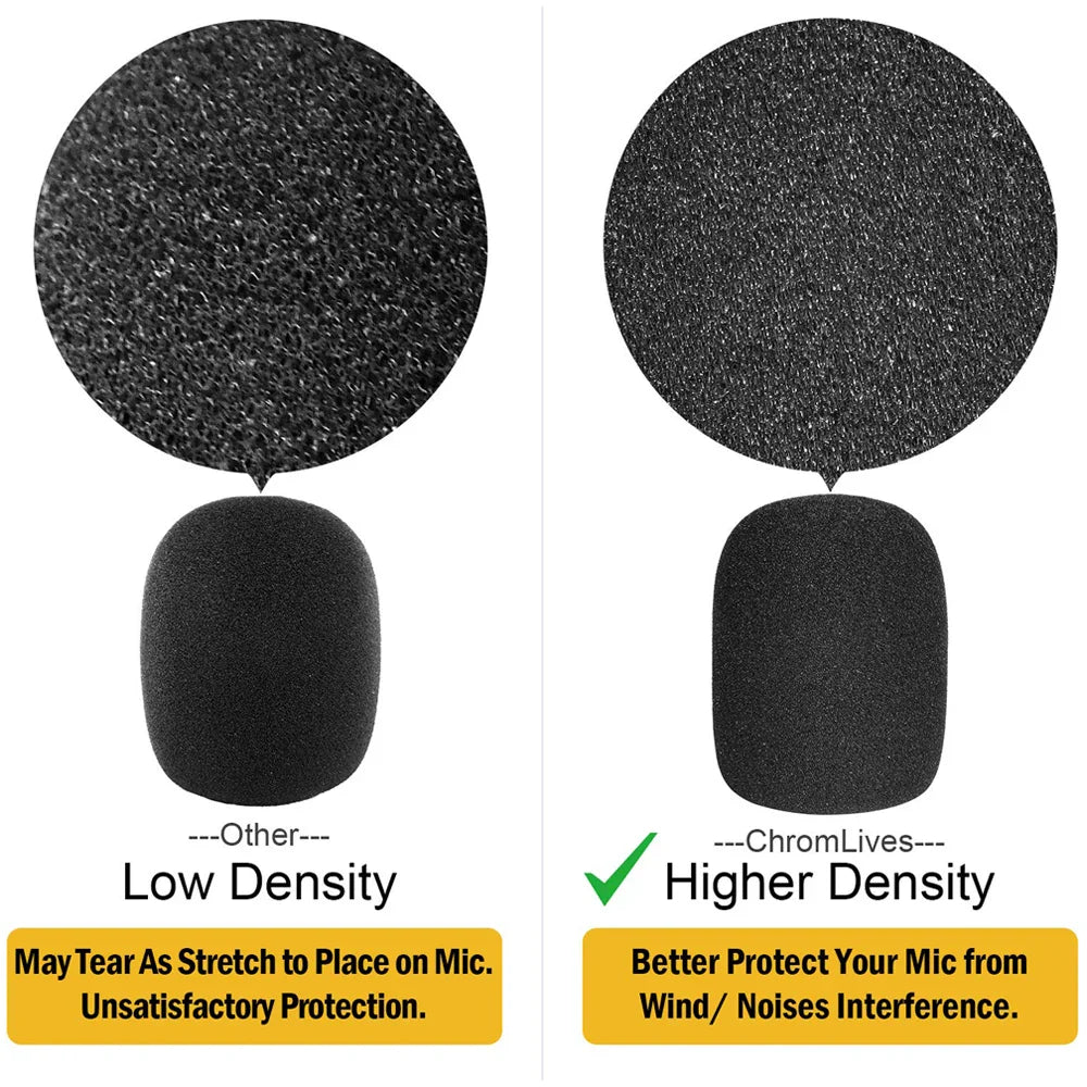 6pcs Microphone Cover High Density Mic Windscreen Sponge Foam For Most Standard Microphones