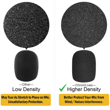 6pcs Microphone Cover High Density Mic Windscreen Sponge Foam For Most Standard Microphones